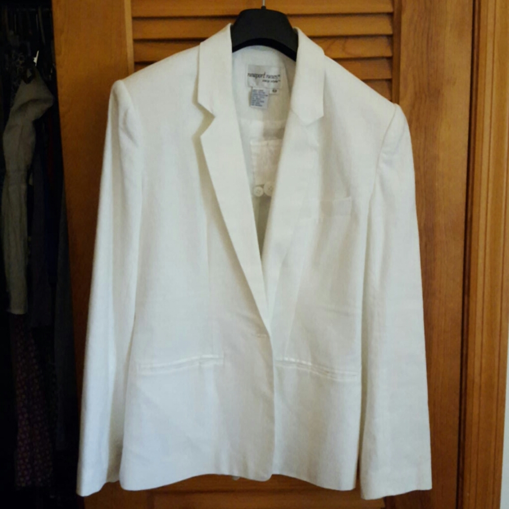 White Linen Blend Blazer